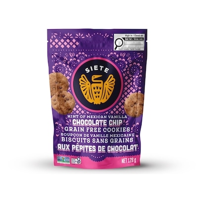 Siete Grain Free Cookies Mexican Vanilla Chocolate Chip 128 g, $6.48/100g