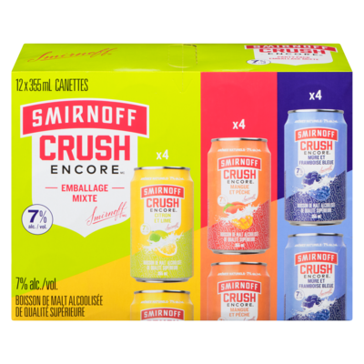 Smirnoff Boisson de malt alcoolisée de qualité supérieure emballage mixte (Pièce d’identité requise au moment du ramassage) 12x355.0 ml, 0,59 $/100ml