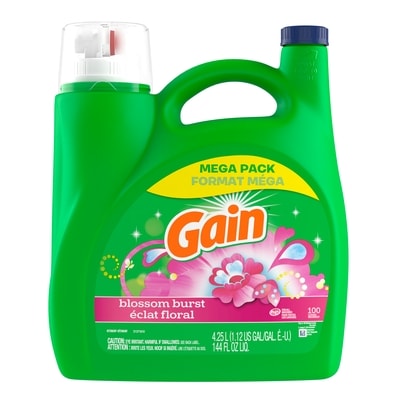 Gain Détergent à lessive liquide, parfum Éclat floral, 100 brassées 4.25 l, 0,35 $/100ml