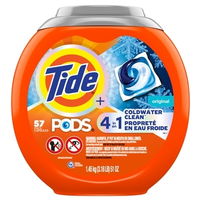 Tide Capsules de détergent à lessive PODS Eau froide, parfum Original, détergent 4 en 1 57 ea, 0,52 $/1ch