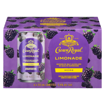Crown Royal Boisson de malt alcoolisée de qualité supérieure limonade mûre (Pièce d’identité requise au moment du ramassage) 6x355.0 ml, 0,77 $/100ml