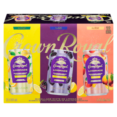 Crown Royal Boisson de malt alcoolisée de qualité supérieure emballage mixte de limonades (Pièce d’identité requise au moment du ramassage) 12x355.0 ml, 0,56 $/100ml