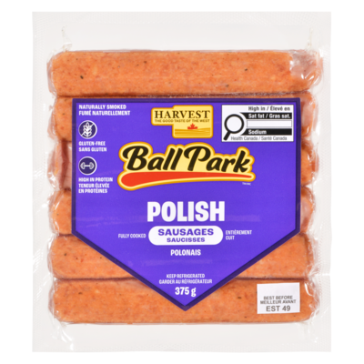 Harvest Ball Park saucisses polonaises entièrement cuites 375 g, 2,93 $/100g