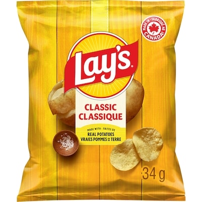 Lay's Classic Potato Chips 34 g, $4.38/100g