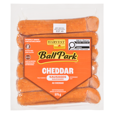 Harvest Ball Park Fully Cooked Cheddar Sausages 375 g, $2.93/100g