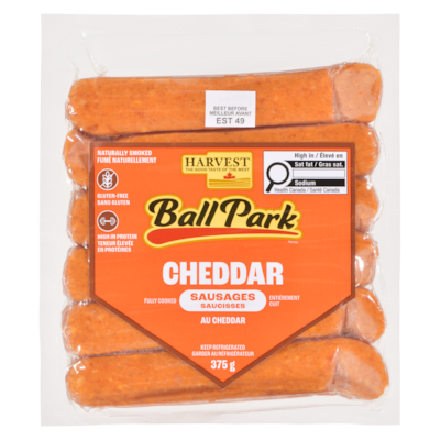 Harvest Ball Park saucisses au cheddar entièrement cuites 375 g, 2,93 $/100g