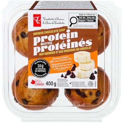 le Choix du Président Muffins protéinés aux bananes et aux brisures de chocolat 360 g, 1,67 $/100g