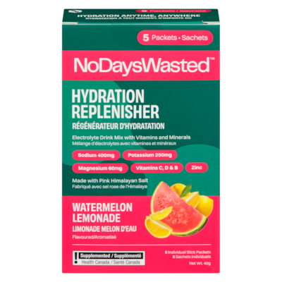 No Days Wasted Hydration Replenisher Watermelon Lemonade Flavoured 40 g, $29.98/100g