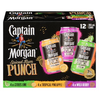 Captain Morgan Flavoured Rum Beverage Spiced Rum Punch (ID required at pick-up) 12x355.0 ml, $0.80/100ml