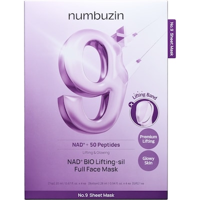 Numbuz:n No.9 NAD Bio Lifting Full Cover Facial Mask - 1 BOX / 4 PCS 4 ea, $7.50/1ea