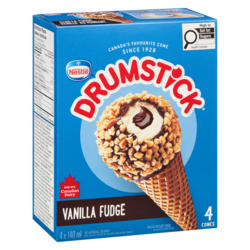 Nestlé Drumstick Vanilla Fudge Cones, Vanilla Flavoured Frozen Dessert With A Fudge Core 4x140.0 ml, $0.98/100ml