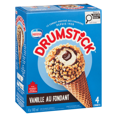 Nestlé Drumstick Cornets Vanille au fondant, dessert glacé, centre fondant 4x140.0 ml, 0,98 $/100ml