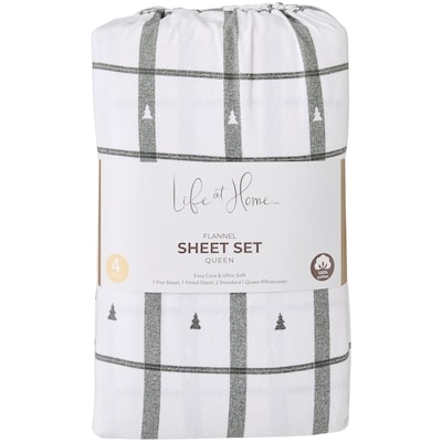 Life at Home Queen Flannel Sheet 4 Piece Set - Plaid 1 ea, $60.00/1ea
