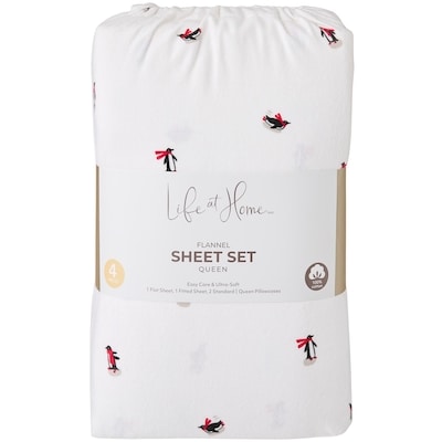 Life at Home Queen Flannel Sheet 4 Piece Set - Penguin 1 ea, $60.00/1ea