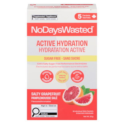 No Days Wasted Régénérateur d'hydratation sans sucre pamplemousse salé aromatisé 30 g, 39,97 $/100g