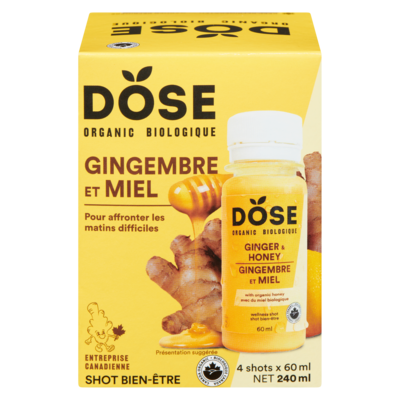 Dose Shot bien-être gingembre et miel biologique 4x60.0 ml, 5,41 $/100ml