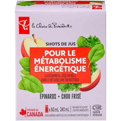 le Choix du Président Shots de jus épinards et chou frisé 240 ml, 4,17 $/100ml