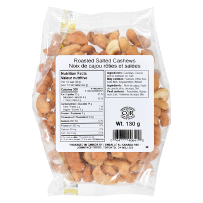 Johnvince Foods Roasted Salted Cashews 130 g, $2.69/100g