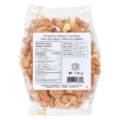 Johnvince Foods Roasted Salted Cashews 130 g, $2.31/100g