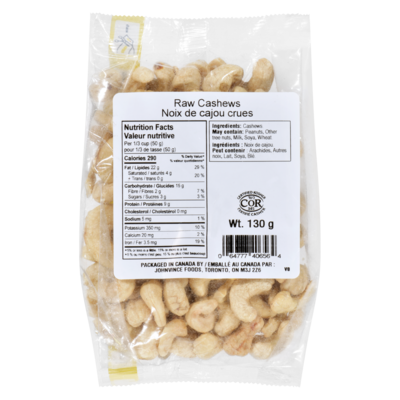 Johnvince Foods Raw Cashews 130 g, $2.69/100g