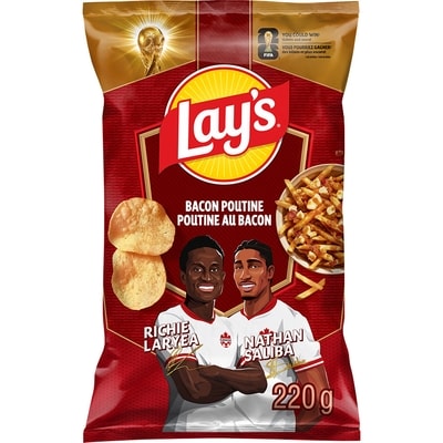 Lay’s Chips de pommes de terre, poutine au bacon 220 g, 2,40 $/100g