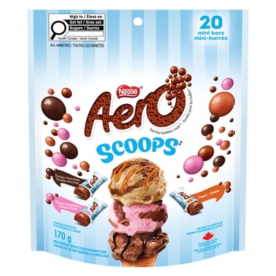 Nestlé Aero SCOOPS Double Chocolate, Choco Strawberry & Maple Mini Bars 170 g, $7.64/100g