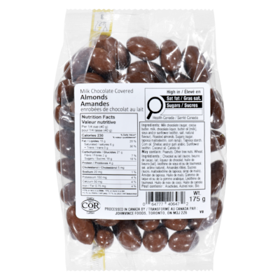 Johnvince Foods Amandes enrobées de chocolat au lait 175 g, 2,00 $/100g