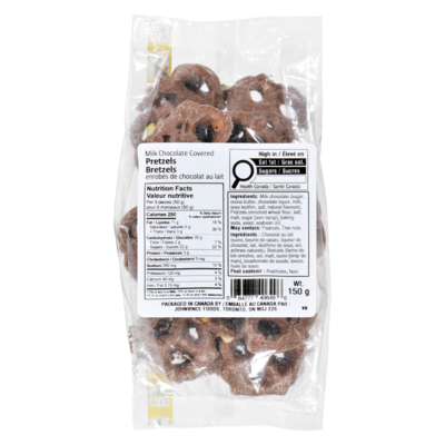 Johnvince Foods Milk Chocolate Covered Pretzels 150 g, $2.33/100g