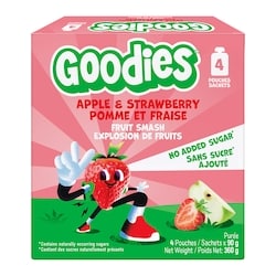 Baby Gourmet Goodies Kids Snack Apple & Strawberry Fruit Smash Pouch, No Added Sugar Kids Fruit Pouch for School Lunchboxes 4x90.0 g, $1.66/100g