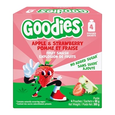 Baby Gourmet Collation pour enfants Pomme et fraise – Sachet Explosion de Fruits sans sucre ajouté, collation aux fruits pour la boîte à lunch 4x90.0 g, 1,66 $/100g