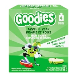 Baby Gourmet Goodies Collation pour enfants Pomme et poire – Sachet Explosion de Fruits sans sucre ajouté, collation aux fruits pour la boîte à lunch 360 g, 1,66 $/100g