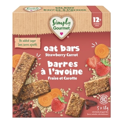 Baby Gourmet Simply Gourmet Toddlers Snack Oat Bars Strawberry Carrot 5x18.0 g, $5.32/100g
