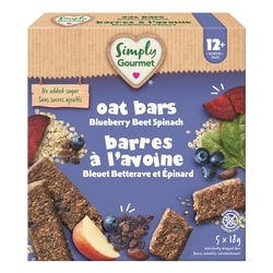 Baby Gourmet Simply Gourmet Barres à l'avoine collation pour tout-petits bleuet, betterave et épinards 5x18.0 g, 3,89 $/100g