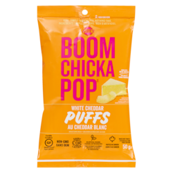 Angie's Baked Corn Snack White Cheddar Puffs 50 g, $4.00/100g