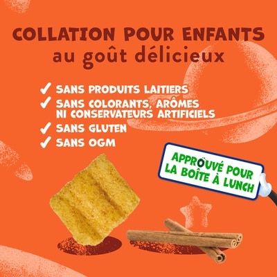 Collation pour enfants, Biscottes toast à la cannelle, collation croustillante de grains soufflés sans gluten pour la boîte à lunch