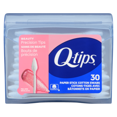 Q-tips Cotons-tiges avec bâtonnets en papier bouts de précision 30 ea, 0,13 $/1ch