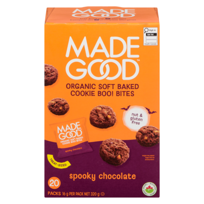 Made Good Organic Soft Baked Cookie Boo! Bites Chocolate, Gluten Free, 20 Pack 320 g, $2.50/100g