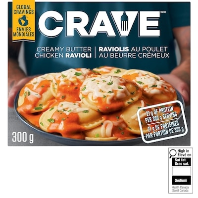 Crave Repas en portion individuelle Raviolis au poulet au beurre crémeux 300 g, 2,16 $/100g