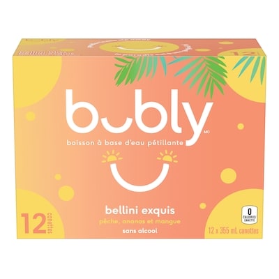 Eau pétillante Bubly Eau Pétillante Bellini exquis 12x355.0 ml, 0,19 $/100ml