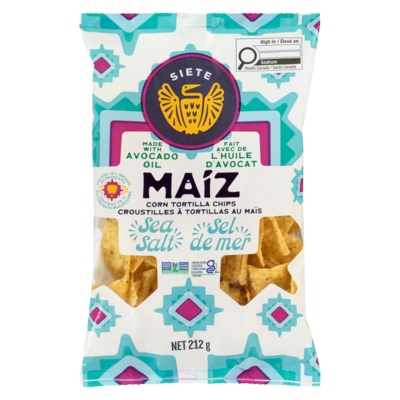 Siete Corn Tortilla Chips, Sea Salt 213 g, $3.75/100g