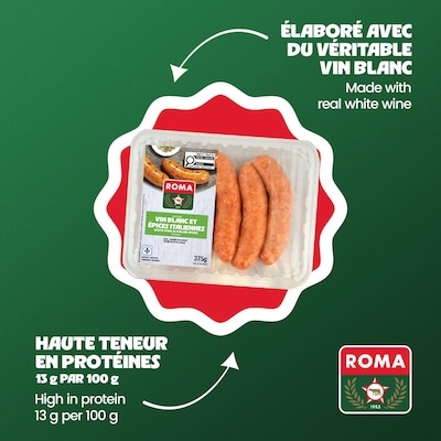 Saucisse Vin Blanc et Épices Italiennes