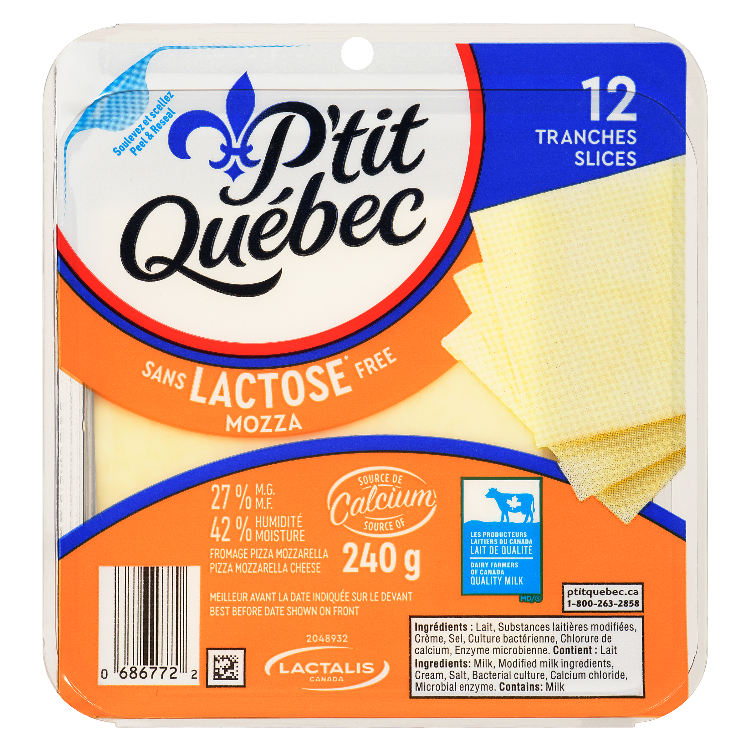 P'tit Québec Pizza Mozzarella Cheese Lactose Free Mozza 27 % M.F.