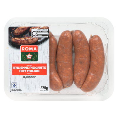 Roma Hot Italian Sausage 375 g, $2.27/100g