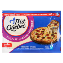 P'tit Québec Fromage pizza mozzarella mozzarellaaaaah gourmet! 19 % m.g. 500 g, 0,95 $/100g