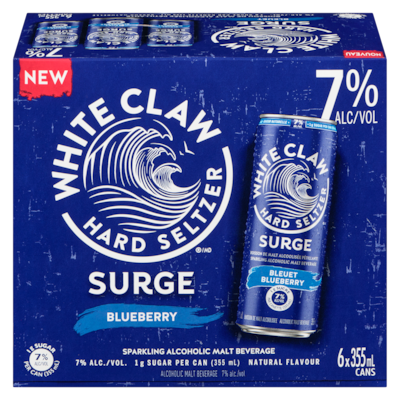 WHITE CLAW Sparkling Alcoholic Malt Beverage Blueberry (ID required at pick-up) 6x355.0 ml, $0.75/100ml