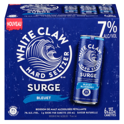 WHITE CLAW Boisson de malt alcoolisée pétillante bleuet (Pièce d’identité requise au moment du ramassage) 6x355.0 ml, 0,75 $/100ml