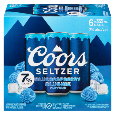 Coors Alcoholic Malt Beverage With Natural Flavour Blue Raspberry Slushie Flavour (ID required at pick-up) 6x355.0 ml, $0.70/100ml