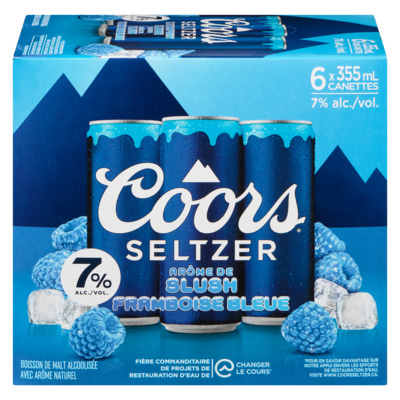 Coors Boisson de malt alcoolisée avec arôme naturel arôme de slush framboise bleue (Pièce d’identité requise au moment du ramassage) 6x355.0 ml, 0,70 $/100ml