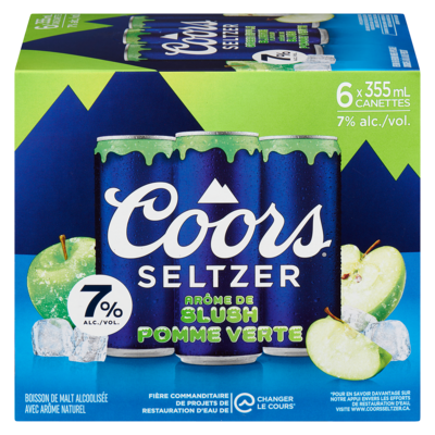 Coors Boisson de malt alcoolisée avec arôme naturel arôme de slush pomme verte (Pièce d’identité requise au moment du ramassage) 6x355.0 ml, 0,70 $/100ml