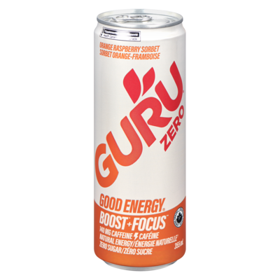 Guru Energy drink zero sorbet orange-framboise 355 ml, 1,12 $/100ml